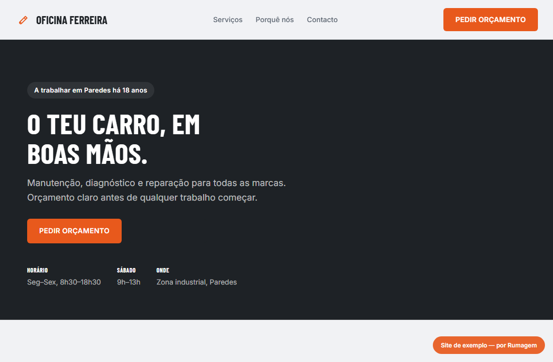 Site de exemplo da Oficina Ferreira